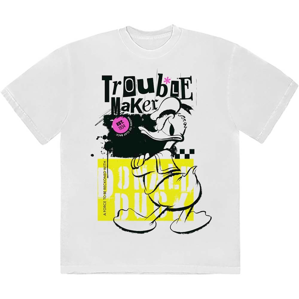 Disney Donald Duck - Trouble Maker Heren Tshirt - Wit